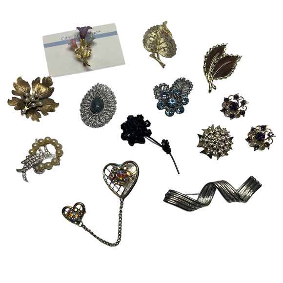 Vintage Rhinestone Brooches Lapel Pins Lot of 13 Sarah Coventry & Unmarked - Picture 1 of 12